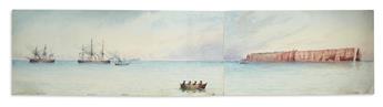 (ENGLISH WATERCOLORS.) Group of nineteenth-century marine and landscape watercolor drawings by a Royal Navy officer,